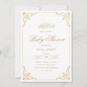 Elegante Baroque Gold Script muslimische Babydusch Einladung (Vorderseite)