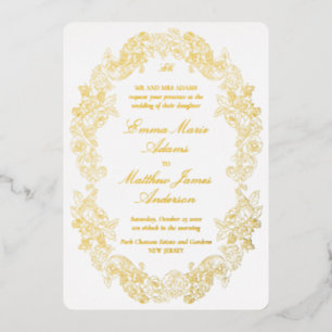 Elegante Baroque Gold Wappen Monogram Wedding Folieneinladung