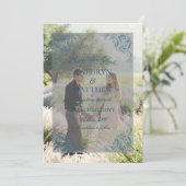 Elegante Baroque Muster Foto Save the Date Karte (Stehend Vorderseite)