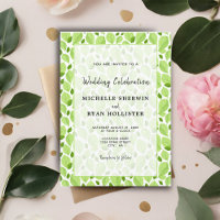 Elegante Basil Leaf Muster Grüne Botanische Hochze