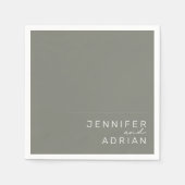 Elegante Battleship Gray Minimal Moderne Hochzeit Serviette (Vorderseite)