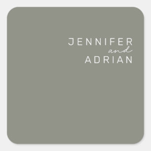Elegante Battleship Gray Minimal Moderne Umwicklun Quadratischer Aufkleber