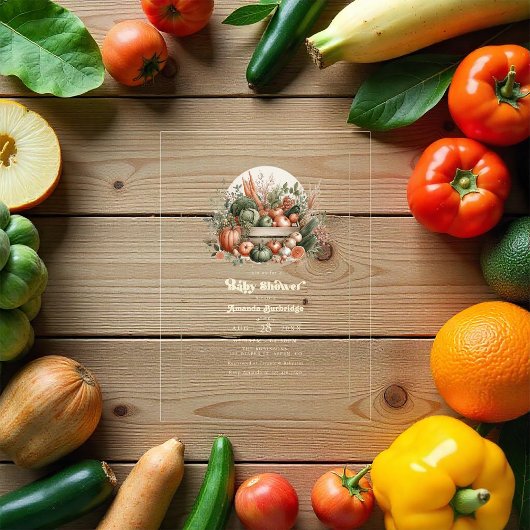 Elegante Bauern Market Baby Shower Acryleinladungen