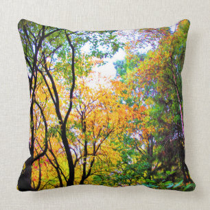 Elegante Bäume Farbige Blätter Malerische Natur Kissen
