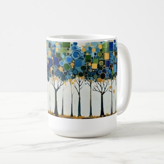 Elegante Baumreihe in Kandinsky Stil Tasse (VorderseiteRechts)