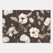 Elegante Baumwoll-Blume mit neutralen Erdfarben Geschenkpapier Set (Vorderseite)