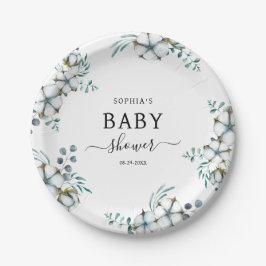 Elegante Baumwolle Blume botanische Babydusche Pappteller