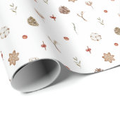 Elegante Baumwolle und Pinecone Weihnachtskranz Geschenkpapier (Rolleneckpunkt)