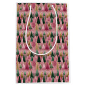 Elegante Baumzweige am Rosa Holiday Art Mittlere Geschenktüte (Vorderseite)