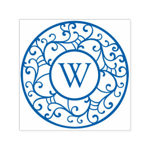Elegante Baumzweige Filigrane Girlande Initial Permastempel