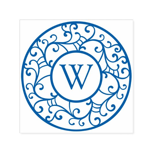 Elegante Baumzweige Lacy Filigree Wreath Initial Permastempel (Design)