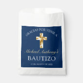 Elegante Bautismo de Bebé Azul Marino Dorado Geschenktütchen (Vorderseite)