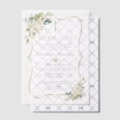 Elegante Bautizo Con Blanca Flores Gold Taufe Pergament Einladungen (Versetzt (Einladung))