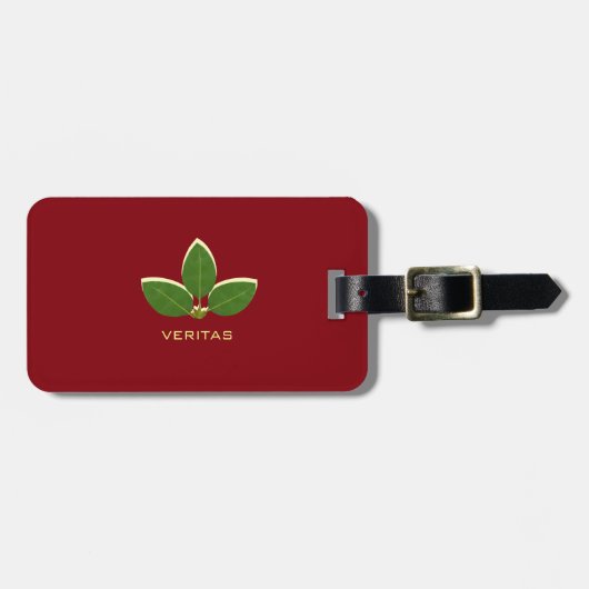 Elegante Bay-Blätter auf Burgund Red Gepäckanhänger (Vorderseite horizontal)