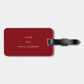 Elegante Bay-Blätter auf Burgund Red Gepäckanhänger (Rückseite horizontal)