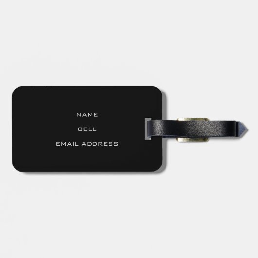 Elegante Bay Leaf Silhouette auf dem Schwarzen Mee Gepäckanhänger (Rückseite horizontal)