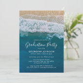 Elegante Beach Blue Ocean Graduation Party Einladung (Stehend Vorderseite)