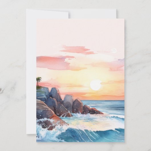 Elegante Beach Blue Ocean Wedding Einladung (Rückseite)