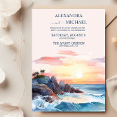 Elegante Beach Blue Ocean Wedding Einladung