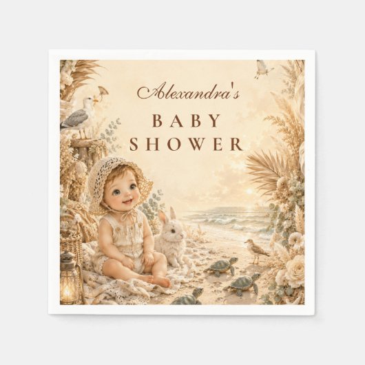 Elegante Beach-Boho-Baby-Party Serviette (Vorderseite)
