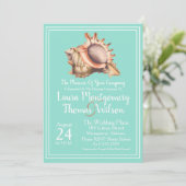 Elegante Beach Conch Muschel Hochzeit Einladung (Stehend Vorderseite)