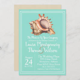 Elegante Beach Conch Muschel Hochzeit Einladung