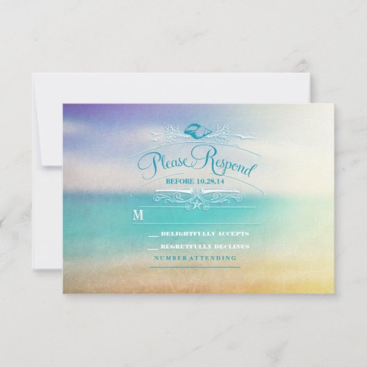 Elegante Beach Hochzeit RSVP Karte (Vorderseite)