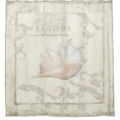 Elegante Beach Hütte Seashells Conch Muschel Dekor Duschvorhang (Vorderseite)