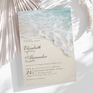 Elegante Beach Ocean Hochzeit in Urlaubsort Einladung