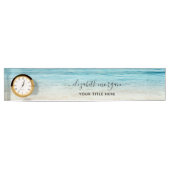 Elegante Beach Ocean Sea Script Blue Green Namensplakette (Vorderseite)
