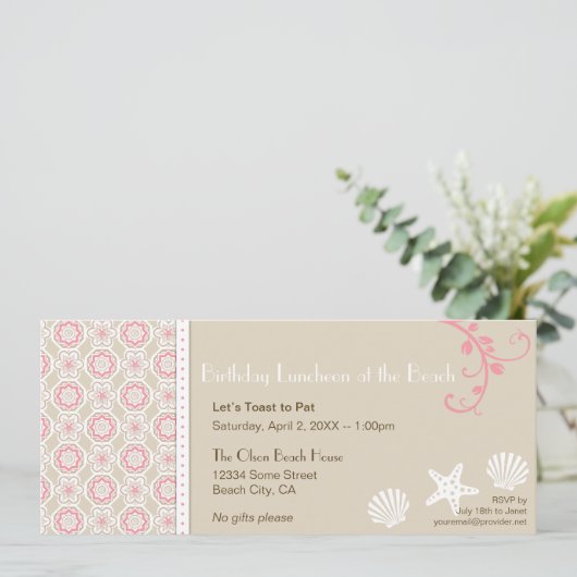 Elegante Beach Pattern Party Einladung (Stehend Vorderseite)