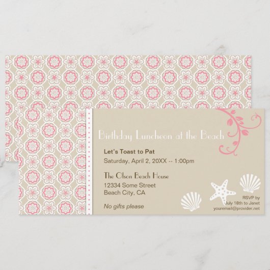 Elegante Beach Pattern Party Einladung (Vorne/Hinten)