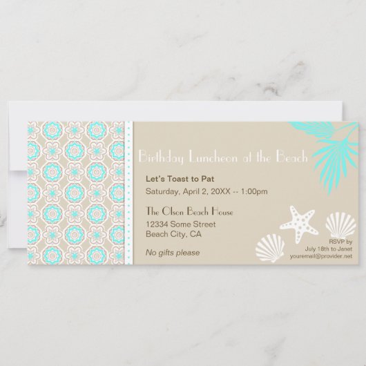 Elegante Beach Pattern Party Einladung 2 (Vorderseite)