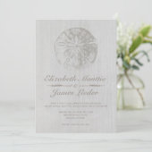Elegante Beach Sand Dollar Hochzeitseinladungen Einladung (Stehend Vorderseite)