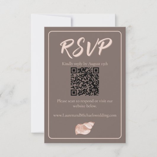 Elegante Beach Seashell 3,5" x 5" Response Card RSVP Karte (Vorderseite)