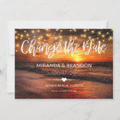 Elegante Beach Summer Wedding ändern die Date Card Einladung (Vorderseite)