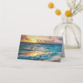Elegante Beach Summer Wedding Platzkarte
