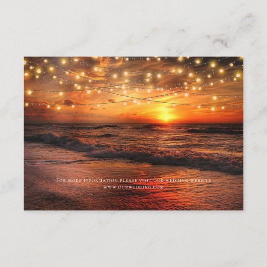 Elegante Beach Summer Wedding Reception Card Begleitkarte (Rückseite)