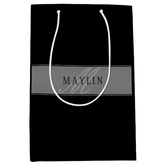 Elegante bearbeitbare Skriptbezeichnung/anderer Te Mittlere Geschenktüte (Vorderseite)