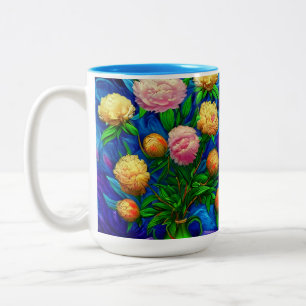 Elegante Beautiful Peony Collection Zweifarbige Tasse