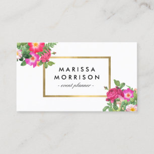Elegante Beauty Florals White und Imitate Gold Visitenkarte