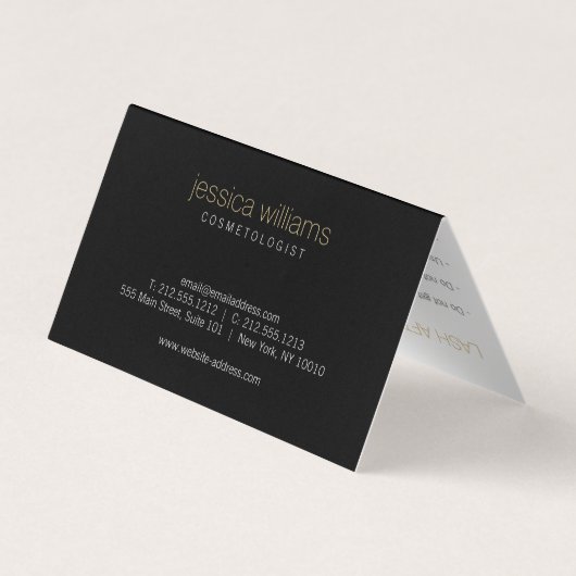 Elegante Beauty Gold Sonnenaufgang Schwarz gefalte Visitenkarten (Rückseite)