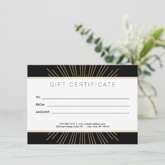 Elegante Beauty Gold Sonnenaufgang Schwarzes Gesch Einladung (Stehend Vorderseite)