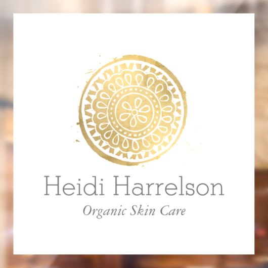 Elegante Beauty Mandala Logo Imitate Gold Fensteraufkleber (Blatt 2)