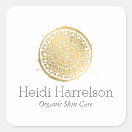Elegante Beauty Mandala Logo Imitate Gold Quadratischer Aufkleber