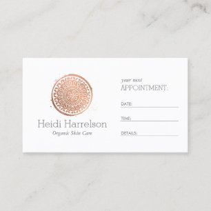 Elegante Beauty Mandala Logo Rose Gold Ernennung Terminkarte