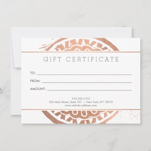 Elegante Beauty Mandala Logo Rose Gold Geschenkkar (Vorderseite)