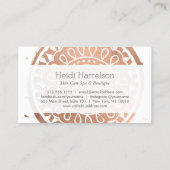 Elegante Beauty Mandala Logo Rose Gold Visitenkarte (Rückseite)