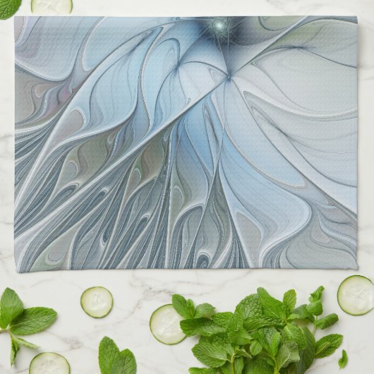 Elegante Beauty Modernes Abstraktes Fraktal Blume Geschirrtuch (Gefaltet)