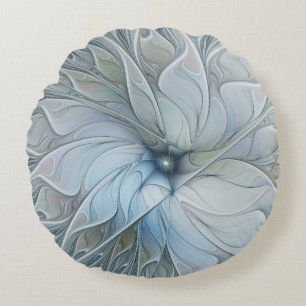 Elegante Beauty Modernes Abstraktes Fraktal Blume Rundes Kissen